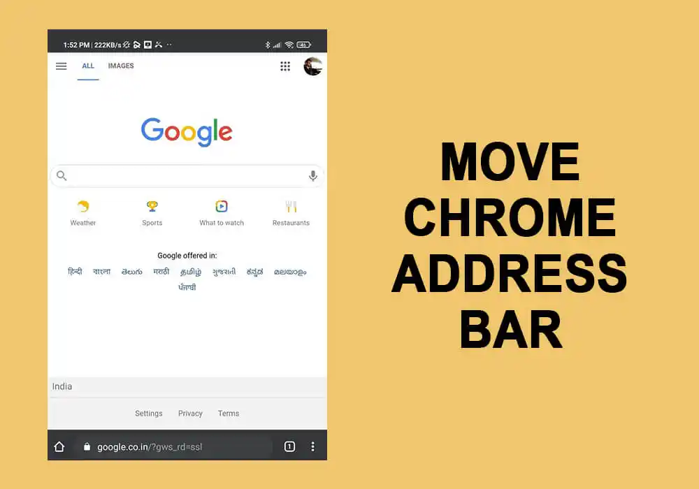 Move the Chrome address bar to the bottom of the screen